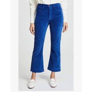 NWT 3x1 Women's Velvet Empire Cropped Bell Pants size 24 Bottle Blue